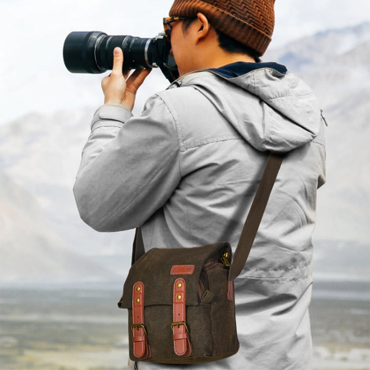 CADEN N1 Simple Retro Multifunctional Canvas Waterproof Digital Camera Photography Bag, N1 Simple Beige White, N1 Simple Coffee
