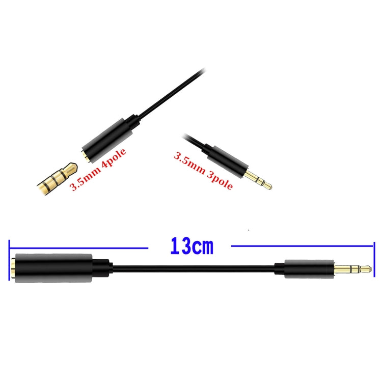 5 PCS 13cm Metal 3.5mm Audio 4 Pole Female to 3 Pole Male Microphone Adapter Cable, 4 Pole to 3 Pole Adapter Cable