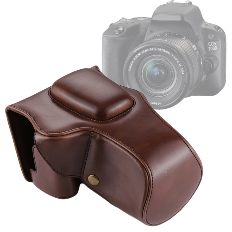 Full Body Camera PU Leather Case Bag for Canon EOS 200D (18-55mm Lens), For EOS 200D
