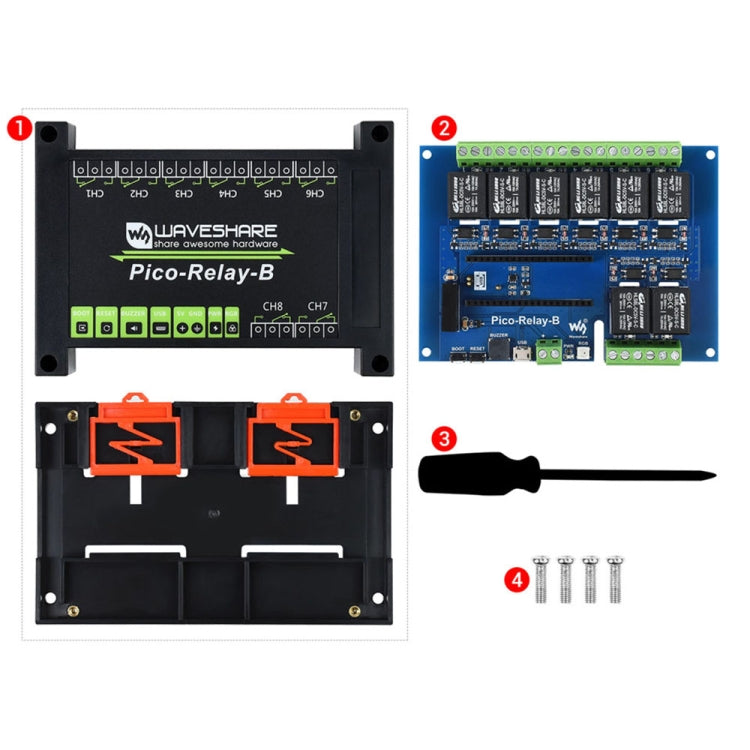 Waveshare Multi Protection 8-Channel Industrial Relay Module for Raspberry Pi Pico, 20218