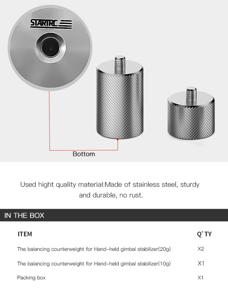 STARTRC Adjustment Balancing Weight Anti-Shake 50g Counterweight for DJI OM4 / OSMO Mobile 3 Gimbal Stabilizer