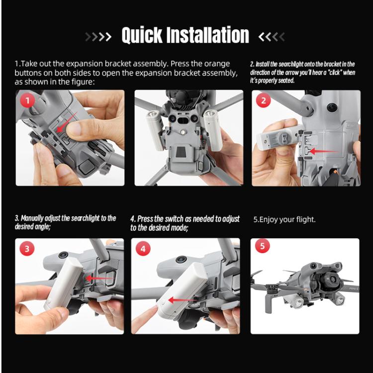 For DJI Mini 5 Pro STARTRC Night Navigation Searchlight LED Flashlight Rechargeable Refill Lighting Signal Light, For DJI Mini 5 Pro