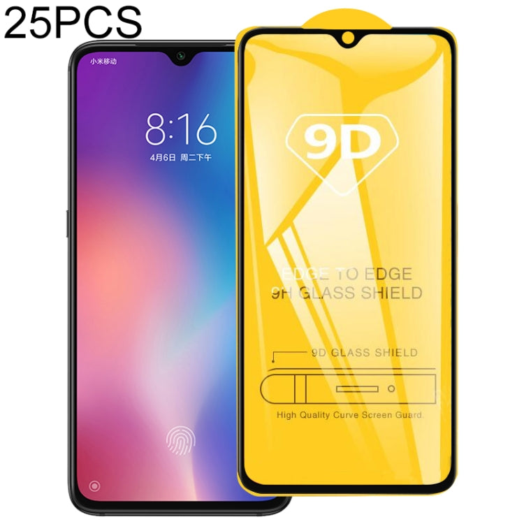 25 PCS 9D Full Glue Full Screen Tempered Glass Film, For Xiaomi Mi 9 (25 PCS), For Xiaomi Mi 9 SE (25 PCS), For Xiaomi Mi 9X (25 PCS), For Xiaomi Mi 9T, For Xiaomi Redmi Note 7 (25 PCS), For Xiaomi Redmi Y3 (25 PCS), For Xiaomi Redmi 7 (25 PCS)