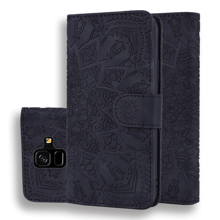 Calf Pattern Double Folding Design Embossed Leather Case with Wallet & Holder & Card Slots, for Galaxy A5 (2018) / A8 (2018), for Galaxy A6 (2018), for Galaxy J8 (2018) / A6+ (2018), for Galaxy A7 (2018), for Galaxy A9 (2018), for Galaxy M10 / A10