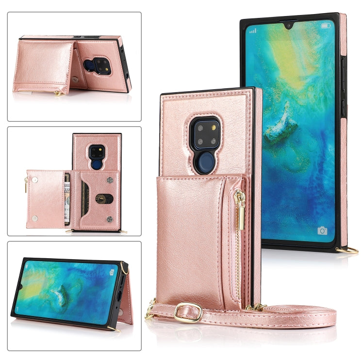 Square Zipper Wallet Bag TPU+PU Back Cover Case with Holder & Card Slots & Wallet & Cross-body Strap, For Huawei Mate 20, For Huawei Mate 20 Lite, For Huawei Mate 20 Pro, For Huawei Mate 30, For Huawei P30, For Huawei P30 Pro, For Huawei P30 Lite