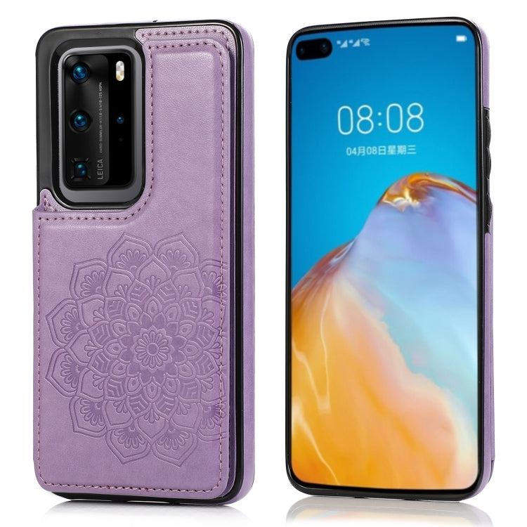 Double Buckle Mandala Pattern PU+TPU Protective Case with Card Slots & Holder & Photo Frame, For Huawei P30 Pro, For Huawei P40