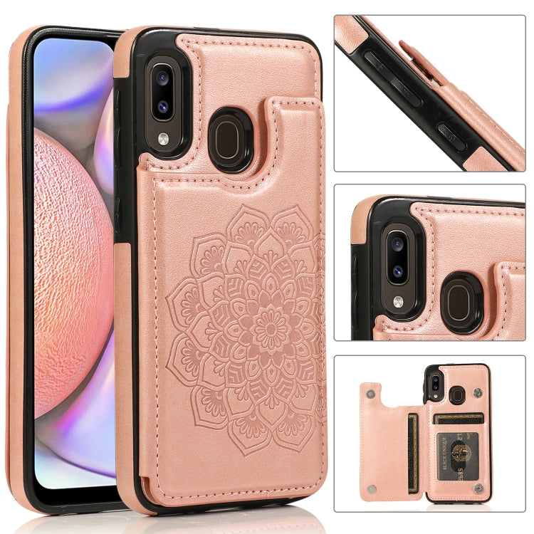 Double Buckle Mandala Pattern PU+TPU Protective Case with Card Slots & Holder & Photo Frame, For Samsung Galaxy A10e / A20e, For Samsung Galaxy A20 / A30, For Samsung Galaxy A50 / A50s, For Samsung Galaxy A51, For Samsung Galaxy A70