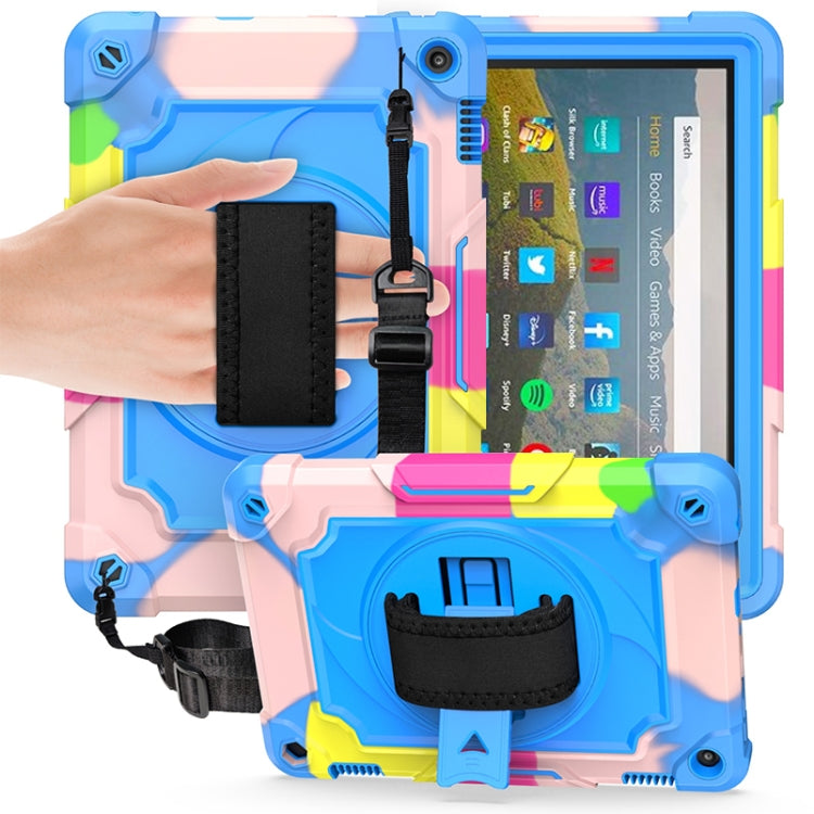 360 Degree Rotation Turntable Contrast Color Robot Shockproof Silicone + PC Protective Case with Holder, For Amazon Kindle Fire HD 8 2020, For Samsung Tab A 8.0 (2019)/T290, For Samsung Galaxy Tab A7 10.4 (2020)/T500