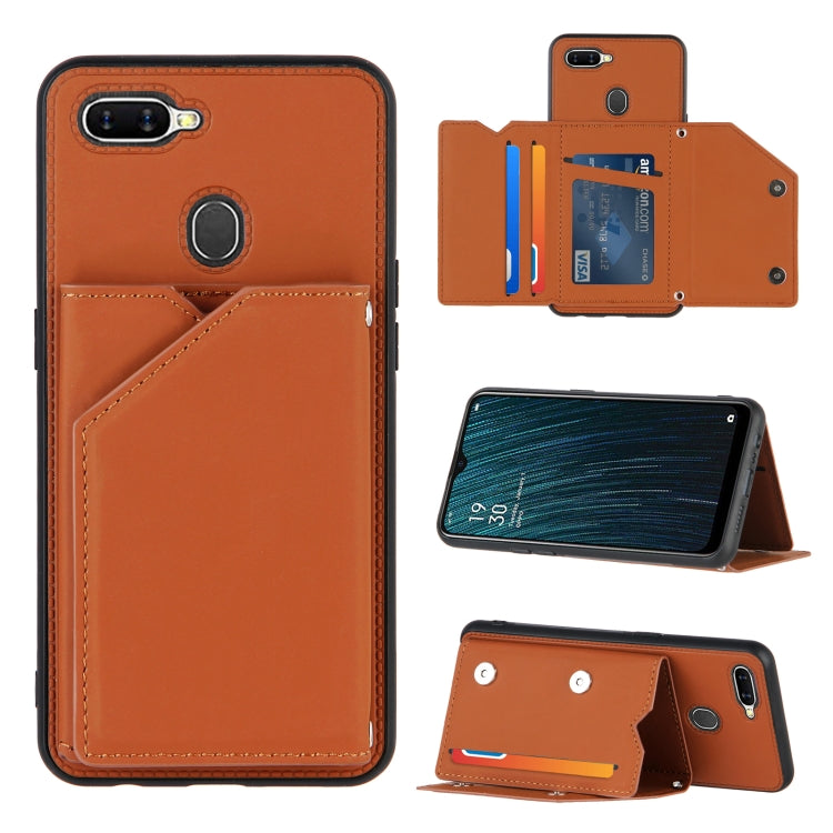 Skin Feel PU + TPU + PC Back Cover Shockproof Case with Card Slots & Holder & Photo Frame, For OPPO A7 / A5s / A12, For Samsung Galaxy A12, For Samsung Galaxy A52 5G / 4G, For Samsung Galaxy A72 5G / 4G, For Samsung Galaxy S21 5G