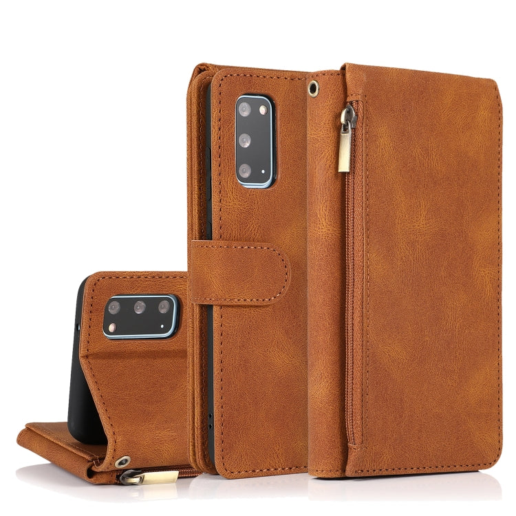 Skin-feel Crazy Horse Texture Zipper Wallet Bag Horizontal Flip Leather Case with Holder & Card Slots & Wallet & Lanyard, For Samsung Galaxy S20, For Samsung Galaxy S20+, For Samsung Galaxy S20 Ultra, For Samsung Galaxy S20 FE 5G