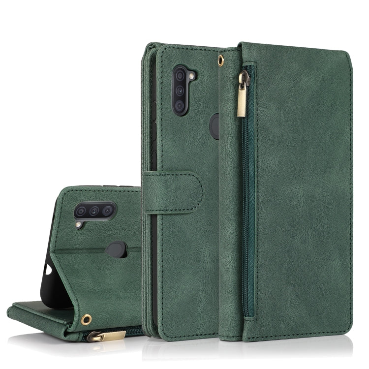 Skin-feel Crazy Horse Texture Zipper Wallet Bag Horizontal Flip Leather Case with Holder & Card Slots & Wallet & Lanyard, For Samsung Galaxy A11, For Samsung Galaxy A12, For Samsung Galaxy A20 / A30, For Samsung Galaxy A21, For Samsung Galaxy A21s