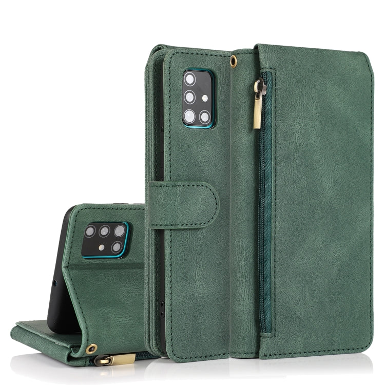 Skin-feel Crazy Horse Texture Zipper Wallet Bag Horizontal Flip Leather Case with Holder & Card Slots & Wallet & Lanyard, For Samsung Galaxy A51, For Samsung Galaxy A51 5G, For Samsung Galaxy A52 5G, For Samsung Galaxy A70, For Samsung Galaxy A71