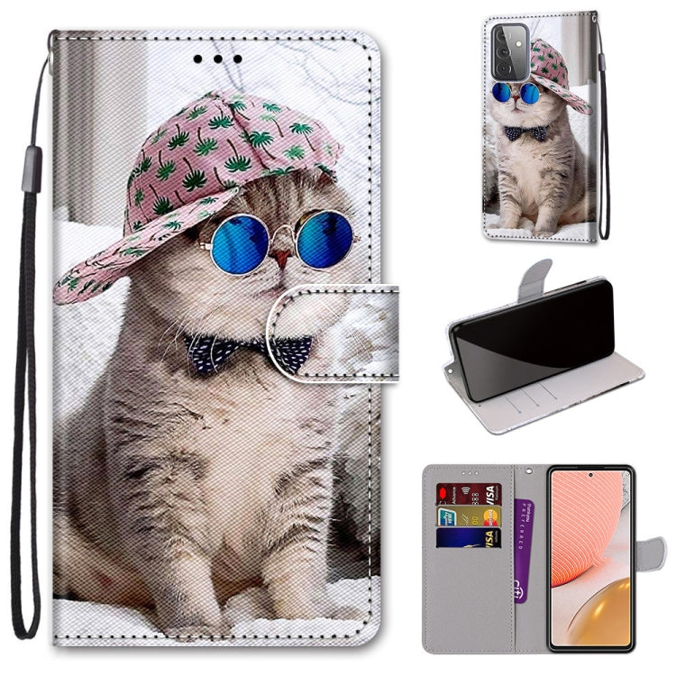 Coloured Drawing Cross Texture Horizontal Flip PU Leather Case with Holder & Card Slots & Wallet & Lanyard, For Samsung Galaxy A52 5G, For Samsung Galaxy A72 5G / 4G