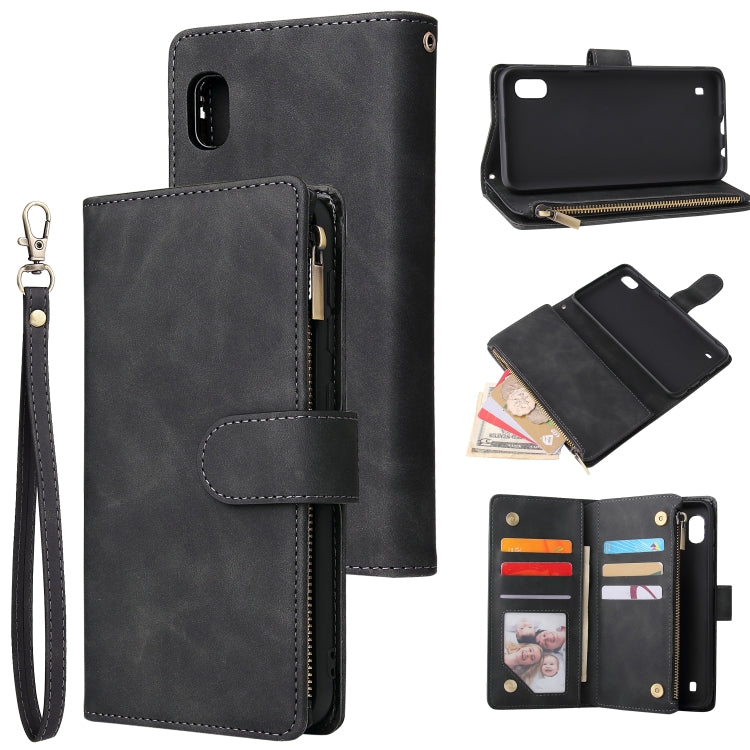 Multifunctional Retro Frosted Horizontal Flip Leather Case with Card Slot & Holder & Zipper Wallet & Photo Frame & Lanyard, For Samsung Galaxy A10, For Samsung Galaxy A20e, For Samsung Galaxy A40, For Samsung Galaxy A50, For Samsung Galaxy A70