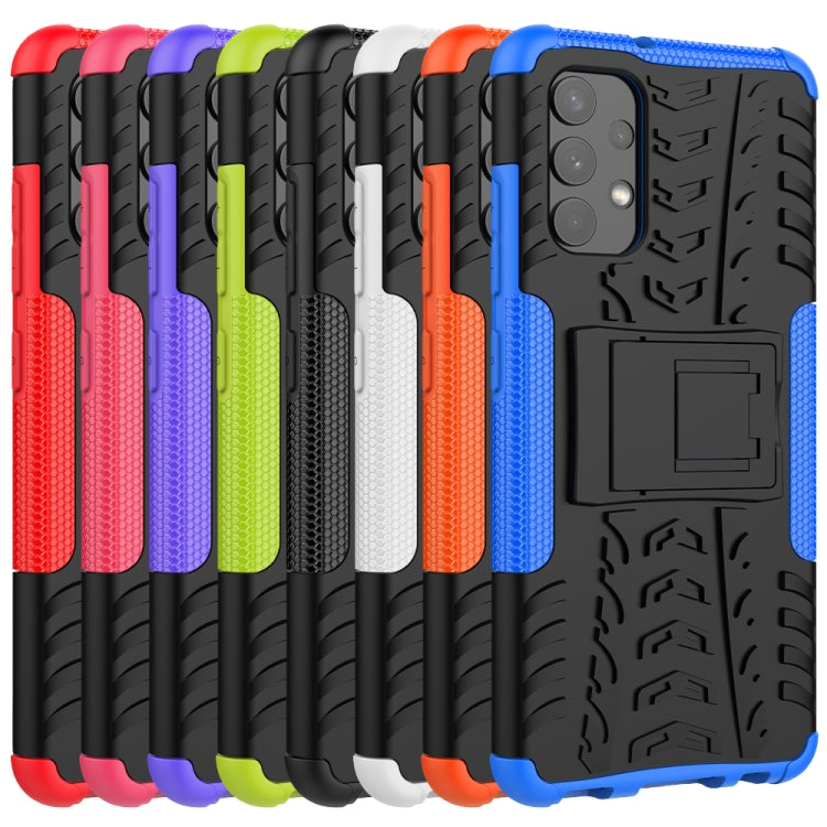 Tire Texture Shockproof TPU+PC Protective Case with Holder, For Samsung Galaxy A32 4G