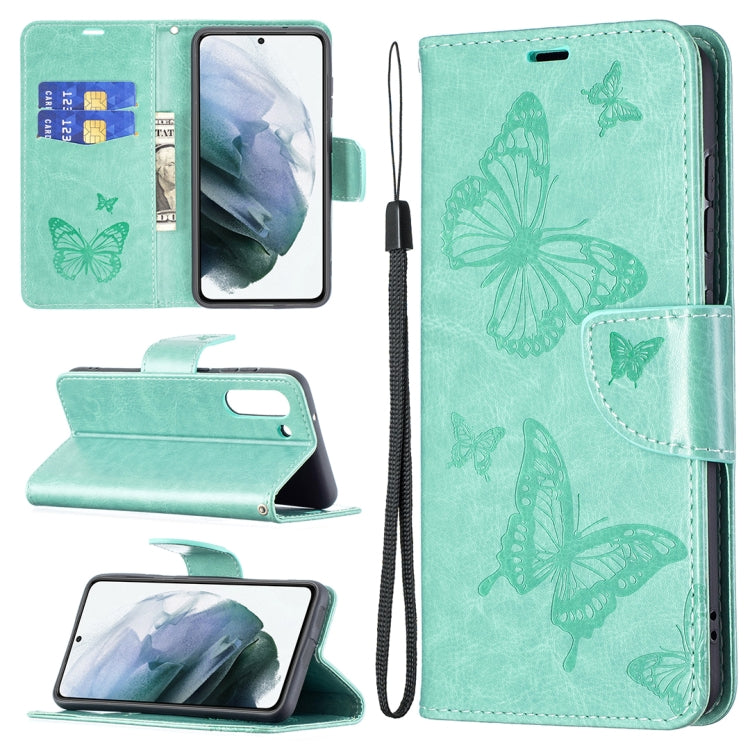 Embossing Two Butterflies Pattern Horizontal Flip PU Leather Case with Holder & Card Slot & Wallet & Lanyard, For Nokia G20, For Nokia 1.4, For Samsung Galaxy S21 FE