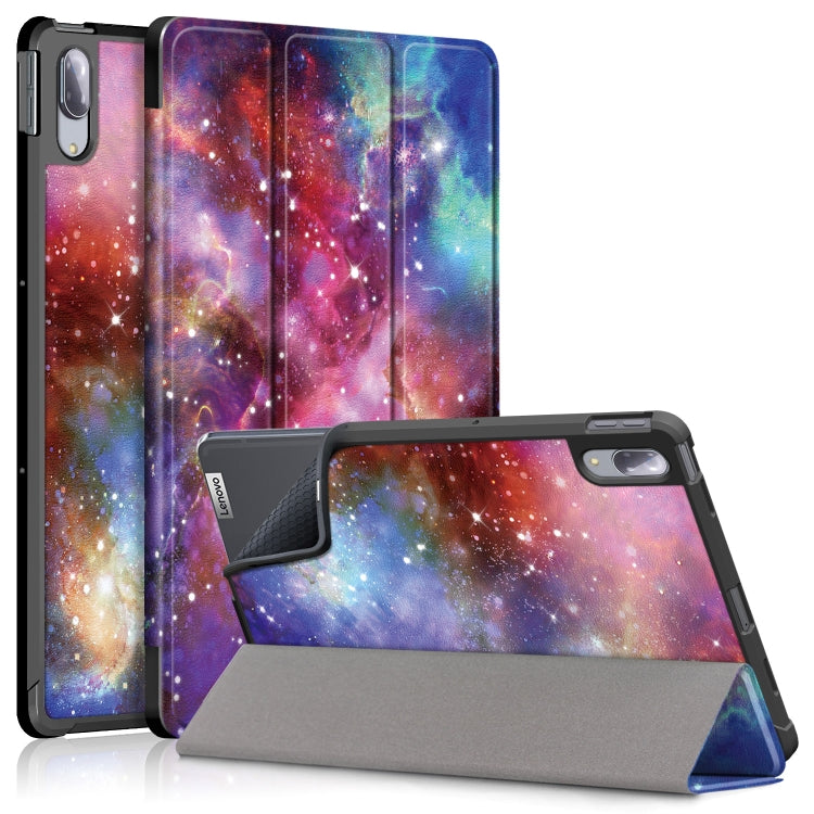 Painted Pattern PU + TPU Horizontal Flip Leather Case with Three-folding Holder & Wake-up / Sleep Function, For Lenovo Tab P11 Pro TB-J716F /J706F