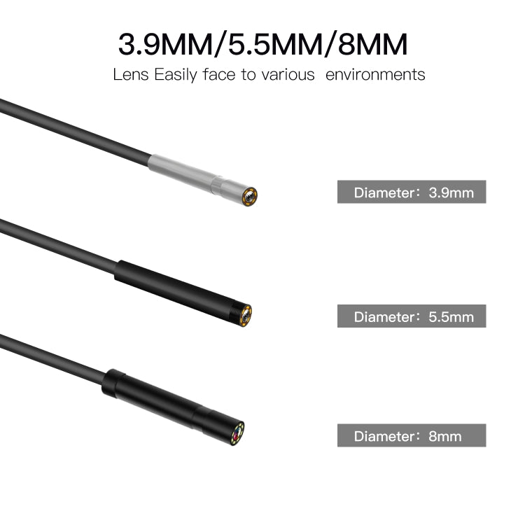 P60B 5.5mm 1080P 2.4 inch IPS Screen IP68 Waterproof HD Digital Endoscope, 5.5mm 2m Hard Cable, 5.5mm 5m Hard Cable, 5.5mm 10m Hard Cable