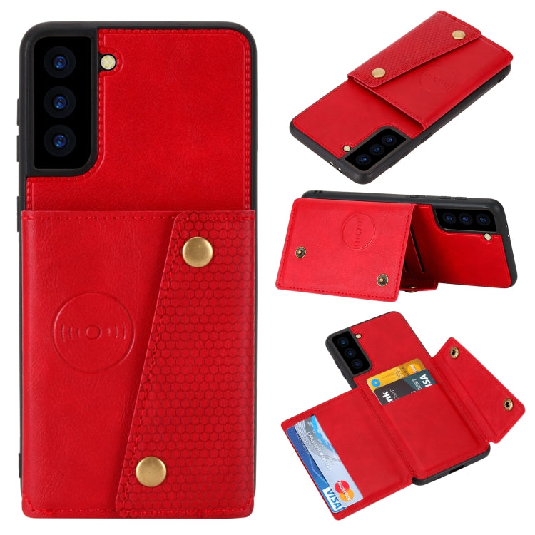 Double Buckle PU + TPU Shockproof Magnetic Protective Case with Card Slot & Holder, For Huawei P50, For Xiaomi Redmi K40 Gaming, For Xiaomi Redmi Note 10 5G, For Samsung Galaxy S21 FE