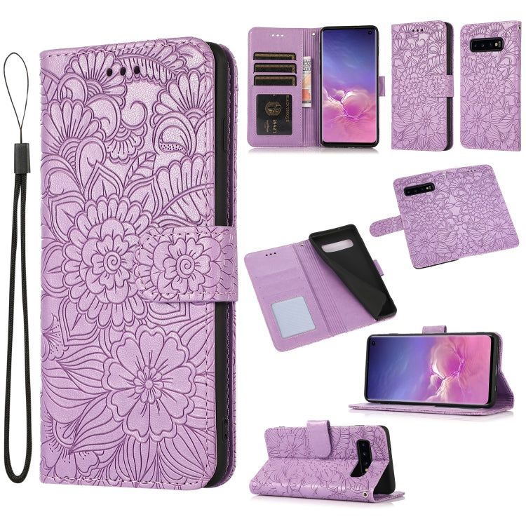Skin Feel Embossed Sunflower Horizontal Flip Leather Case with Holder & Card Slots & Wallet & Lanyard, For Samsung Galaxy S10+, For Samsung Galaxy S10e, For Samsung Galaxy A20s, For Samsung Galaxy A40, For Samsung Galaxy Note8, For Samsung Galaxy J6