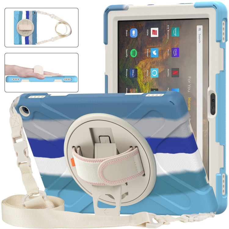 Silicone + PC Protective Case with Holder & Shoulder Strap, For Amazon Kindle Fire HD 10 2021