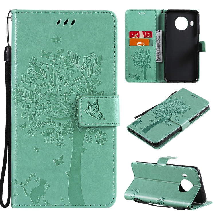Tree & Cat Pattern Pressed Printing Horizontal Flip PU Leather Case with Holder & Card Slots & Wallet & Lanyard, For Nokia 6.3, For Nokia G20, For Nokia G10, For Nokia X20