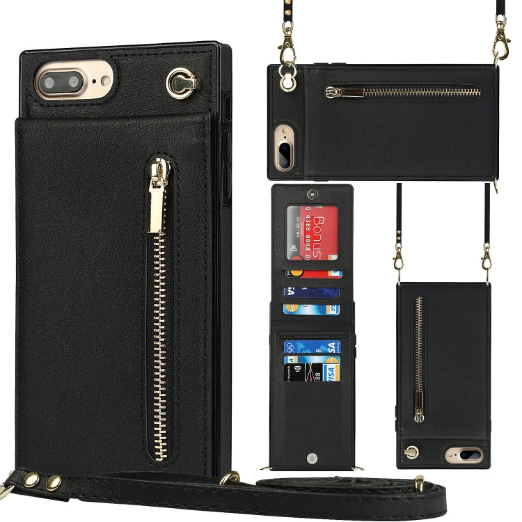 Cross-body Zipper Square TPU+PU Back Cover Case with Holder & Card Slots & Wallet & Strap, For iPhone 8 Plus / 7 Plus, For iPhone 11, For iPhone 11 Pro, For iPhone 11 Pro Max, For iPhone 12 mini, For iPhone 12 / 12 Pro, For iPhone 12 Pro Max