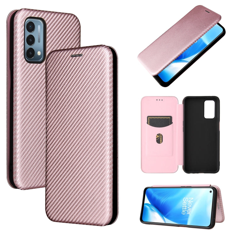 Carbon Fiber Texture Magnetic Horizontal Flip TPU + PC + PU Leather Case with Card Slot, For Blackview A100, For OnePlus Nord N200 5G