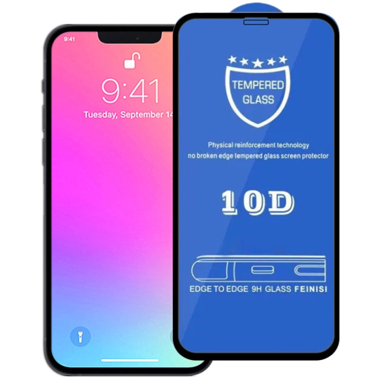 9H 10D Full Screen Tempered Glass Screen Protector, For iPhone 13 mini (Black) (1 PC), For iPhone 13 / 13 Pro (Black) (1 PC), For iPhone 14 Plus / 13 Pro Max (Black) (1 PC)