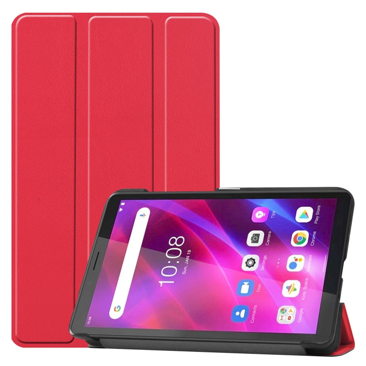 Custer Texture Horizontal Flip Leather Case with Three-folding Holder, For Lenovo Tab M7 3rd Gen
