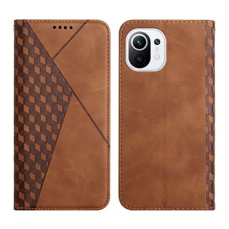 Diamond Pattern Splicing Skin Feel Magnetic Horizontal Flip Leather Case with Card Slots & Holder & Wallet, For Xiaomi Mi 11 Lite, For Xiaomi Mi 11 Pro, For Xiaomi Mi 11, For Xiaomi Poco M3 / Redmi 9T, For Xiaomi Mi 10T Pro 5G / Mi 10T 5G