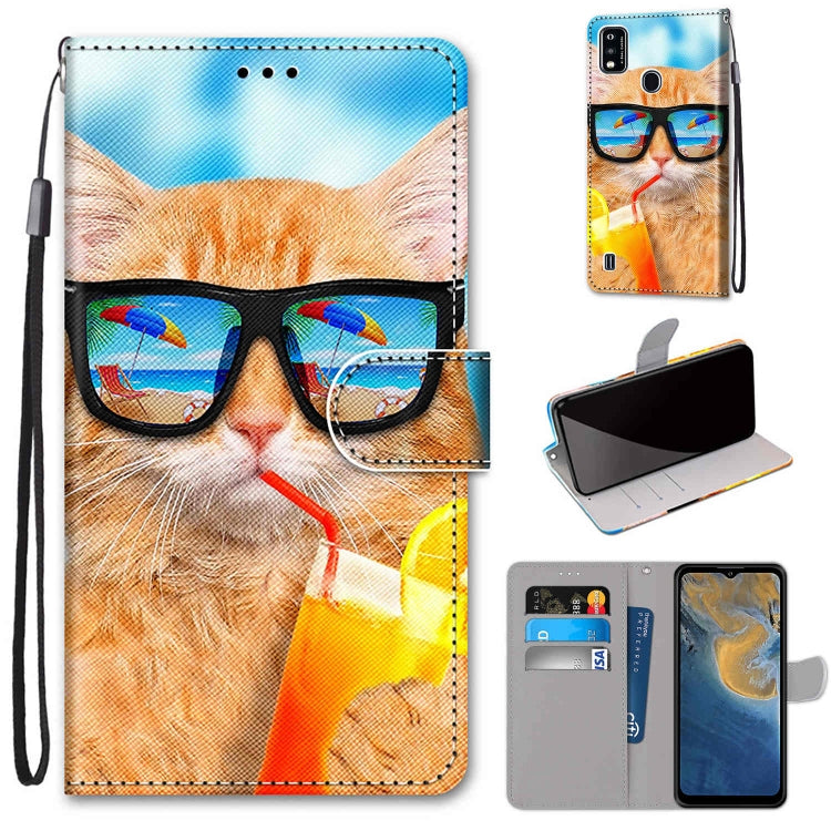 Coloured Drawing Cross Texture Horizontal Flip PU Leather Case with Holder & Card Slots & Wallet & Lanyard, For ZTE Blade A31, For ZTE Blade A51
