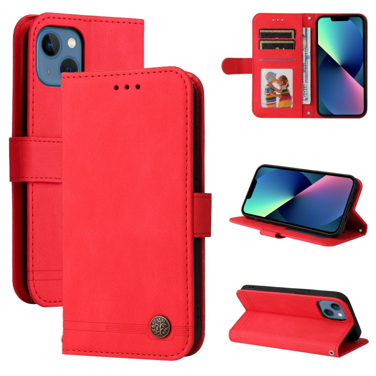 Skin Feel Life Tree Metal Button Horizontal Flip Leather Case with Holder & Card Slot & Wallet & Photo Frame & Strap, For iPhone 13 mini, For iPhone 13, For iPhone 13 Pro, For iPhone 13 Pro Max, For iPhone 12 mini, For iPhone 12 / 12 Pro