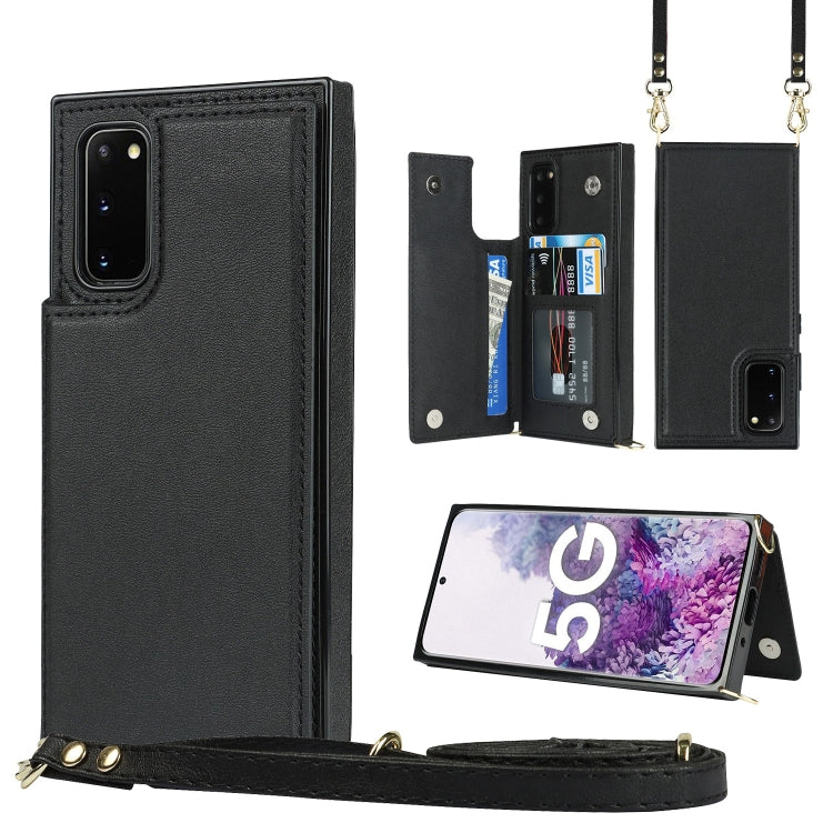 Cross-body Square Double Buckle Flip Card Bag TPU+PU Case with Card Slots & Wallet & Photo & Strap, For Samsung Galaxy Note20, For Samsung Galaxy Note20 Ultra, For Samsung Galaxy S20, For Samsung Galaxy S20 Ultra, For Samsung Galaxy S20 FE