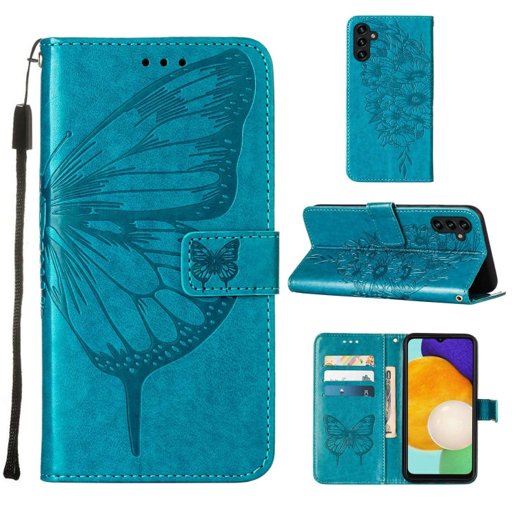 Embossed Butterfly Leather Phone Case with Holder & Card Slot & Wallet & Lanyard, For Samsung Galaxy A13 5G, For Samsung Galaxy F52 5G, For Samsung Galaxy S22 5G, For Samsung Galaxy S22+ 5G, For Samsung Galaxy S22 Ultra 5G