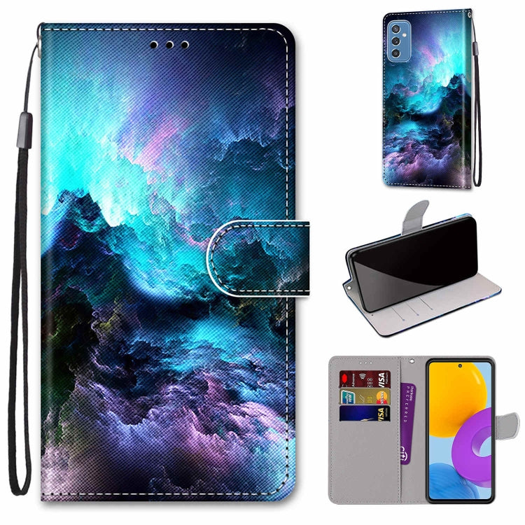 Coloured Drawing Cross Texture Horizontal Flip Leather Phone Case with Holder & Card Slots & Wallet & Lanyard, For Samsung Galaxy A53 5G, For Samsung Galaxy M52 5G