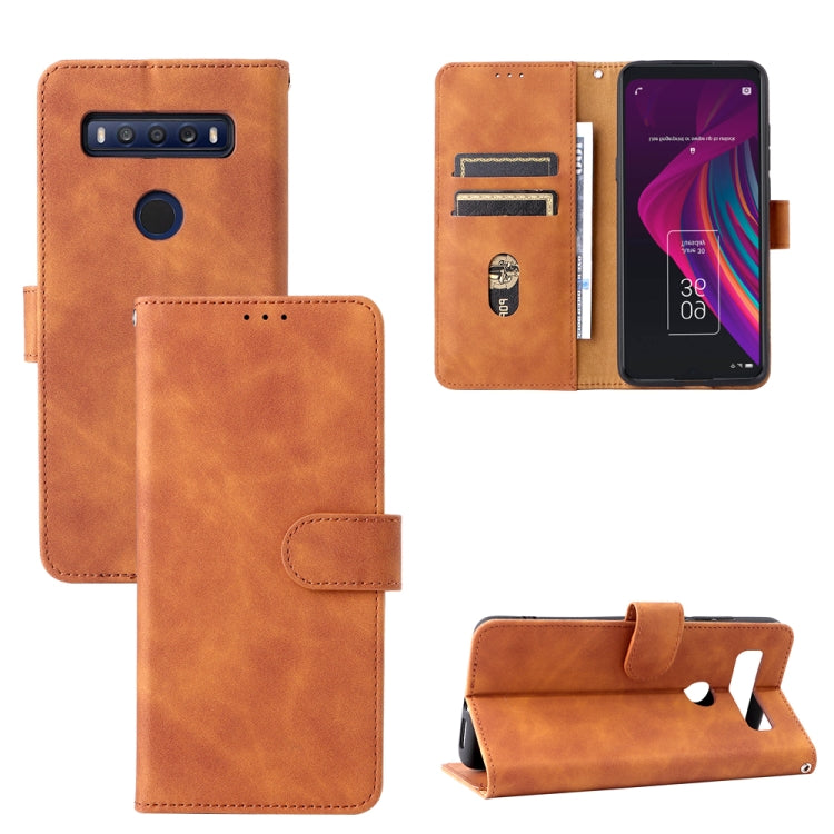 Solid Color Skin Feel Magnetic Buckle Leather Phone Case, For TCL 10 SE