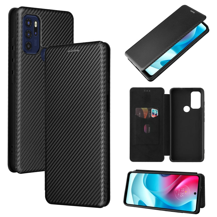 Carbon Fiber Texture Magnetic Leather Phone Case with Card Slot, For TCL 10 SE, For Motorola Edge 2021, For Motorola Moto G60S