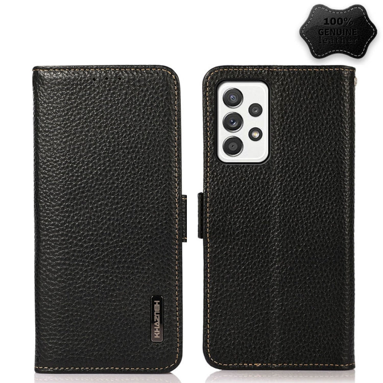 KHAZNEH Side-Magnetic Litchi Genuine Leather RFID Phone Case, For Samsung Galaxy A72 5G, For Samsung Galaxy A82 5G, For Samsung Galaxy F62 / M62, For Samsung Galaxy M32, For Samsung Galaxy M52 5G, For Samsung Galaxy S20 FE, For Samsung Galaxy S20+