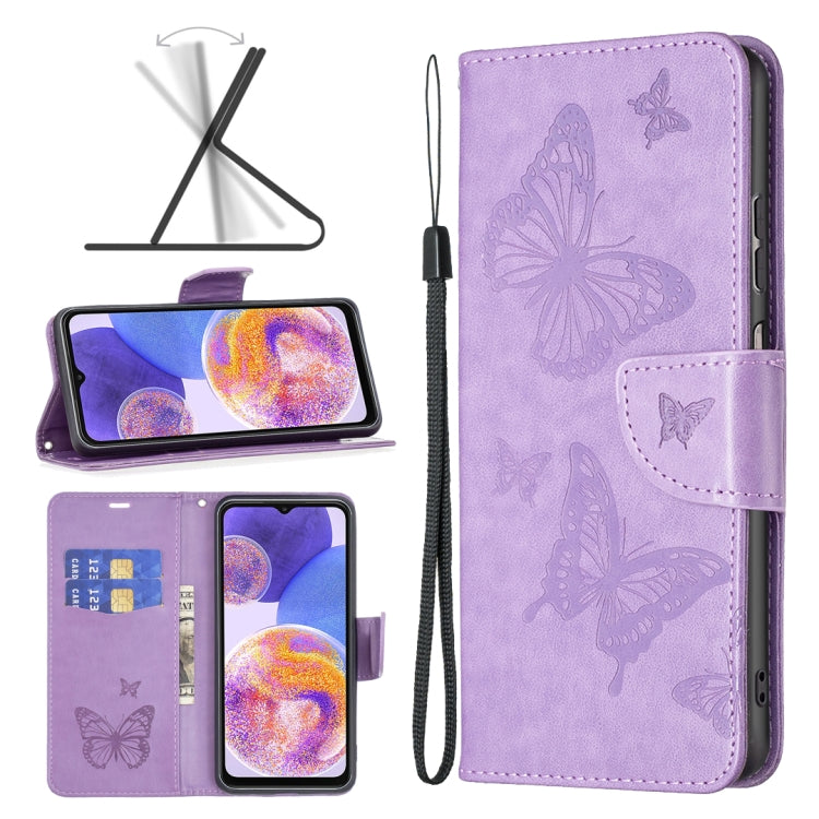 Two Butterflies Embossing Leather Phone Case, For Xiaomi Redmi Note 11 Global, For Samsung Galaxy A23 5G
