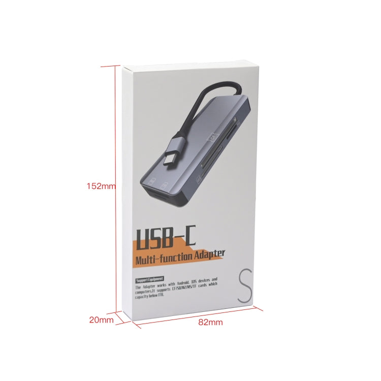 NK-3044 5 in 1 USB-C / Type-C to MS / M2 / CF / TF / SD Card Slots Card Reader, NK-3044