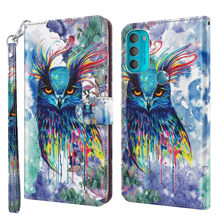 3D Painting Pattern TPU + PU Leather Phone Case, For Motorola Moto G71 5G