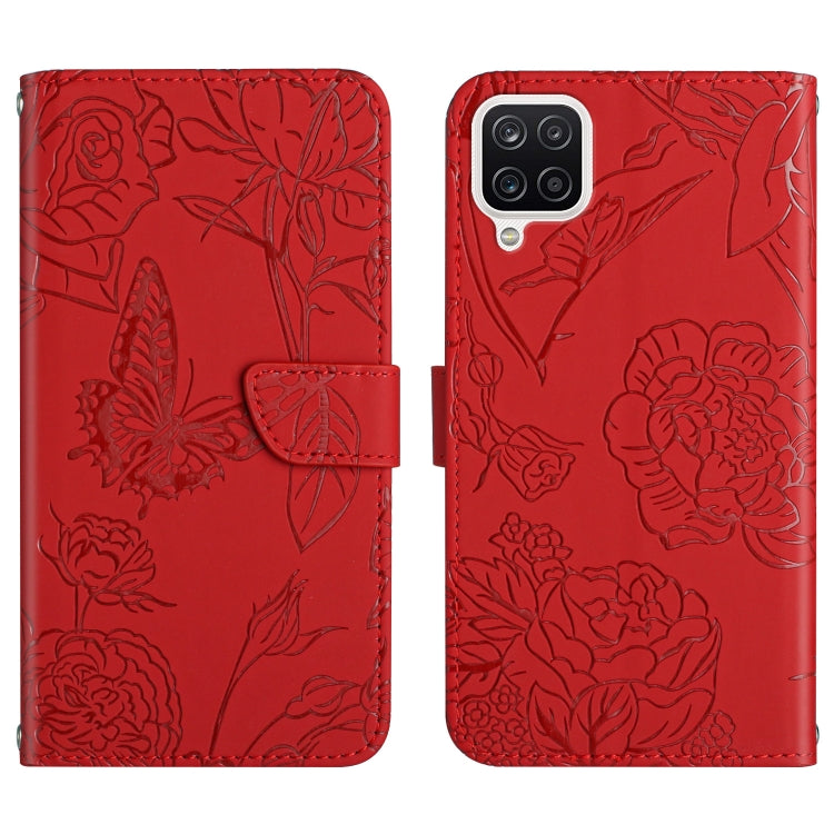 Skin Feel Butterfly Peony Embossed Leather Phone Case, For Samsung Galaxy A12, For Samsung Galaxy A13 4G, For Samsung Galaxy A13 5G, For Samsung Galaxy A20 / A30, For Samsung Galaxy A20e, For Samsung Galaxy A20s, For Samsung Galaxy A21