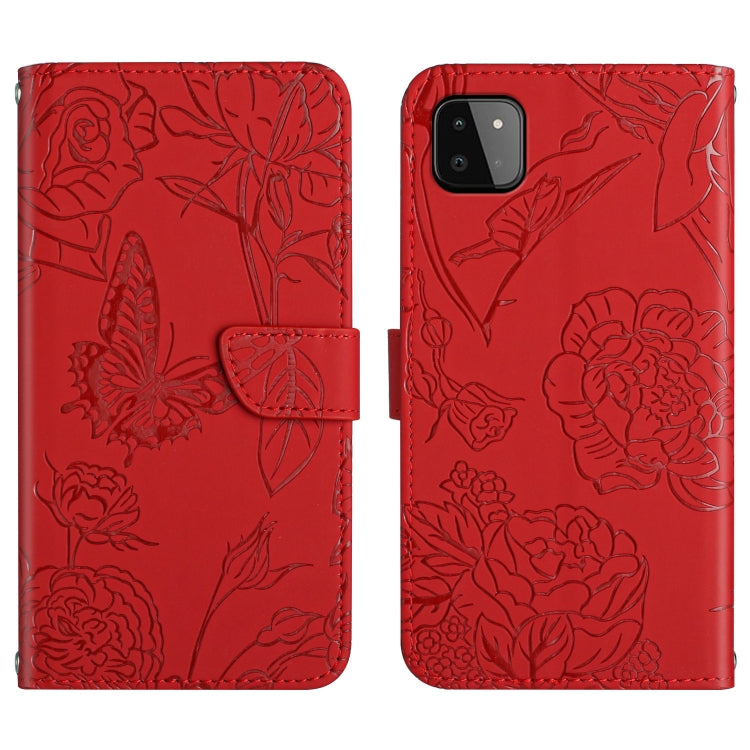 Skin Feel Butterfly Peony Embossed Leather Phone Case, For Samsung Galaxy A22 5G, For Samsung Galaxy A23 4G, For Samsung Galaxy A32 4G, For Samsung Galaxy A32 5G, For Samsung Galaxy A33 5G, For Samsung Galaxy A40, For Samsung Galaxy A41