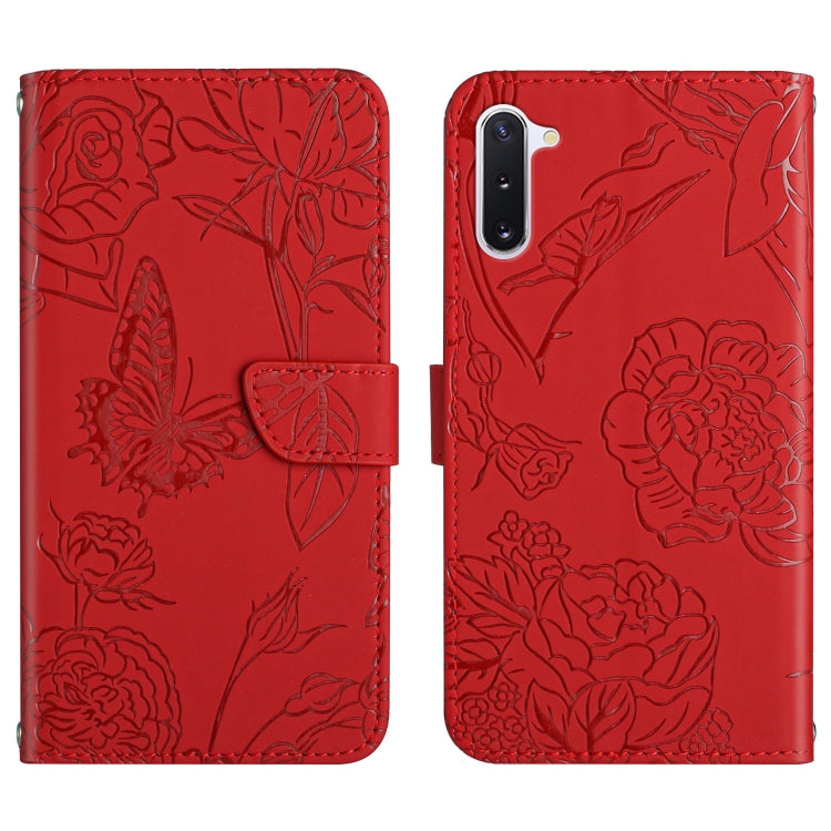 Skin Feel Butterfly Peony Embossed Leather Phone Case, For Samsung Galaxy Note10, For Samsung Galaxy Note10+, For Samsung Galaxy Note20, For Samsung Galaxy Note20 Ultra, For Samsung Galaxy S10, For Samsung Galaxy S10+, For Samsung Galaxy S10e
