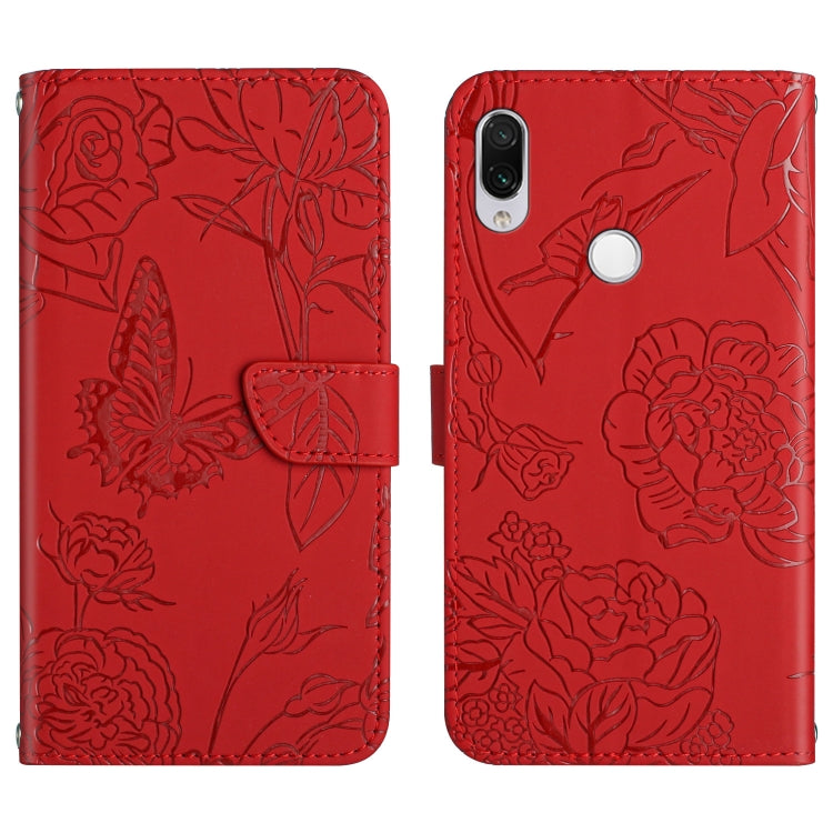 Skin Feel Butterfly Peony Embossed Leather Phone Case, For Xiaomi Redmi Note 7, For Xiaomi Redmi Note 8, For Xiaomi Redmi Note 8 Pro, For Xiaomi Redmi Note 8T, For Xiaomi Redmi Note 9 4G, For Xiaomi Redmi Note 9 5G, For Xiaomi Redmi Note 9 Pro