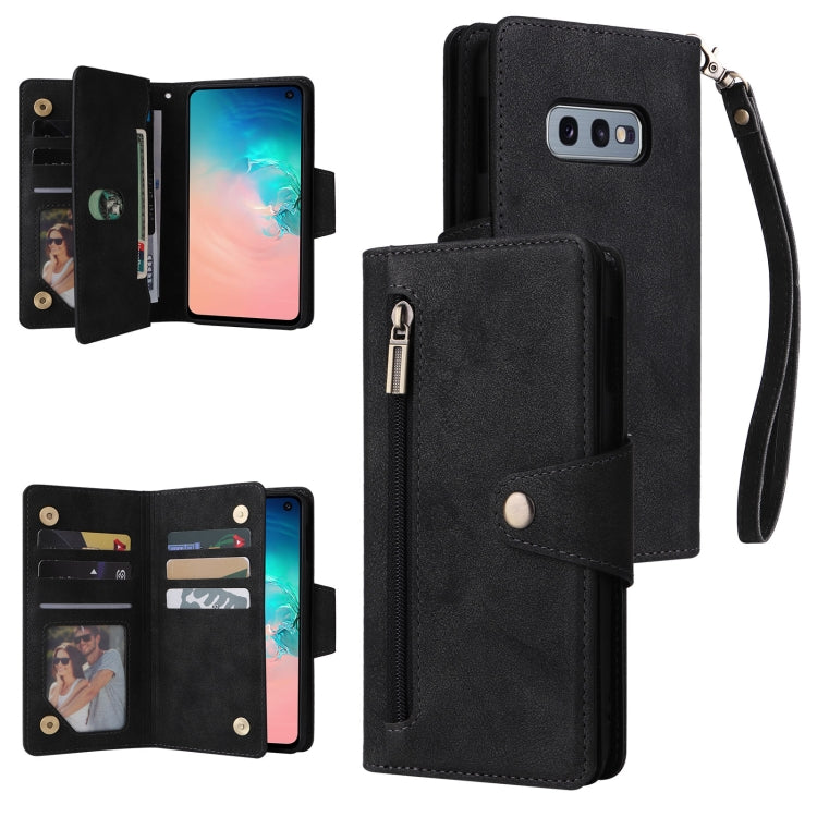 Rivet Buckle 9 Cards Three Fold Leather Phone Case, For Samsung Galaxy S10e, For Samsung Galaxy S20, For Samsung Galaxy S20 FE 5G, For Samsung Galaxy S20+, For Samsung Galaxy S21 5G, For Samsung Galaxy S21 FE 5G, For Samsung Galaxy S21+