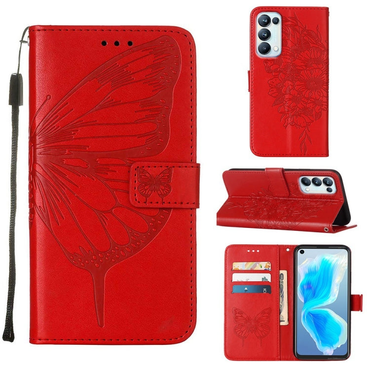 Embossed Butterfly Leather Phone Case, For OPPO Reno5 Pro+ 5G/Find X3 Neo, For OPPO Reno7 5G Global/Find X5 Lite, For OPPO Realme 9 Pro+ 5G, For OPPO Realme 9i, For OPPO Realme GT Neo3, For OPPO Reno5 Pro 5G