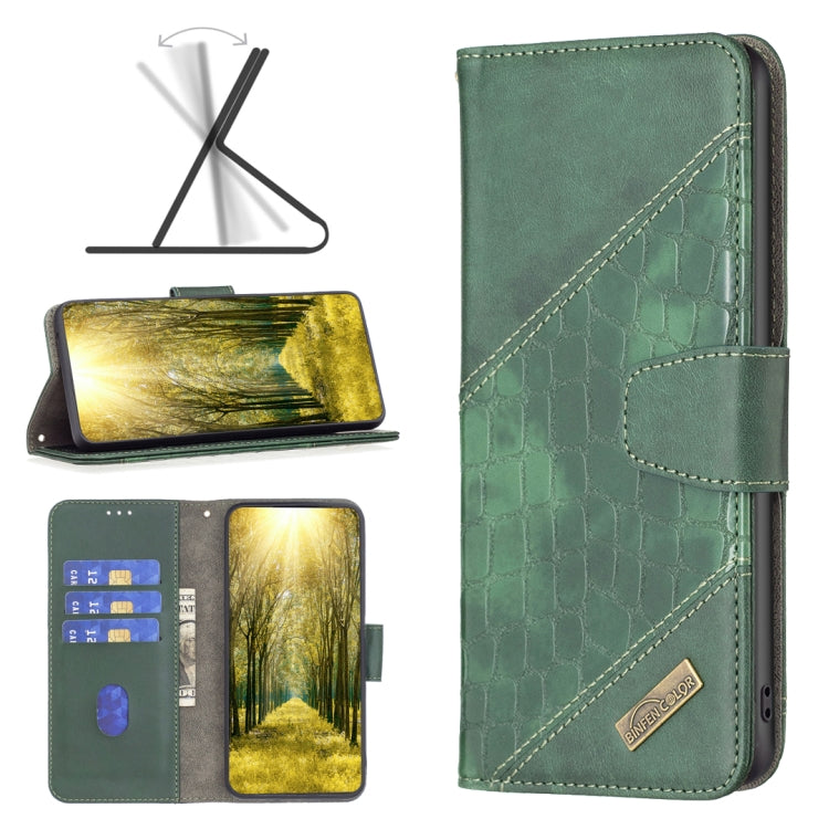 Color Block Crocodile Texture Leather Phone Case, For Xiaomi Poco M4 Pro, For Xiaomi Poco M4 Pro 5G