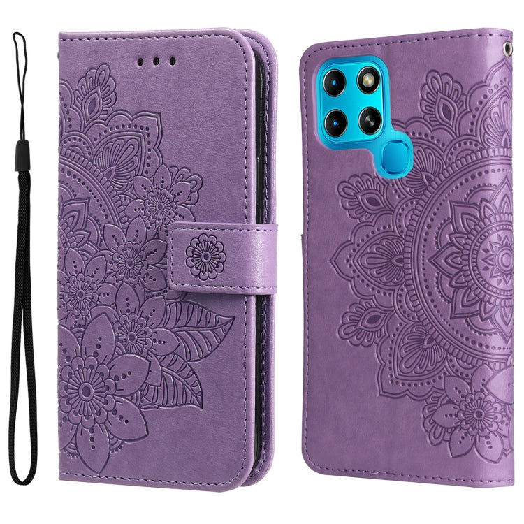 7-petal Flowers Embossed Flip Leather Phone Case, For Tecno Camon 18/18P, For Tecno Camon 18 Premier, For Infinix Hot 11S, For OPPO Realme C31 4G, For Infinix Hot 11S NFC, For OPPO Reno7 Pro 5G, For Infinix Smart 6